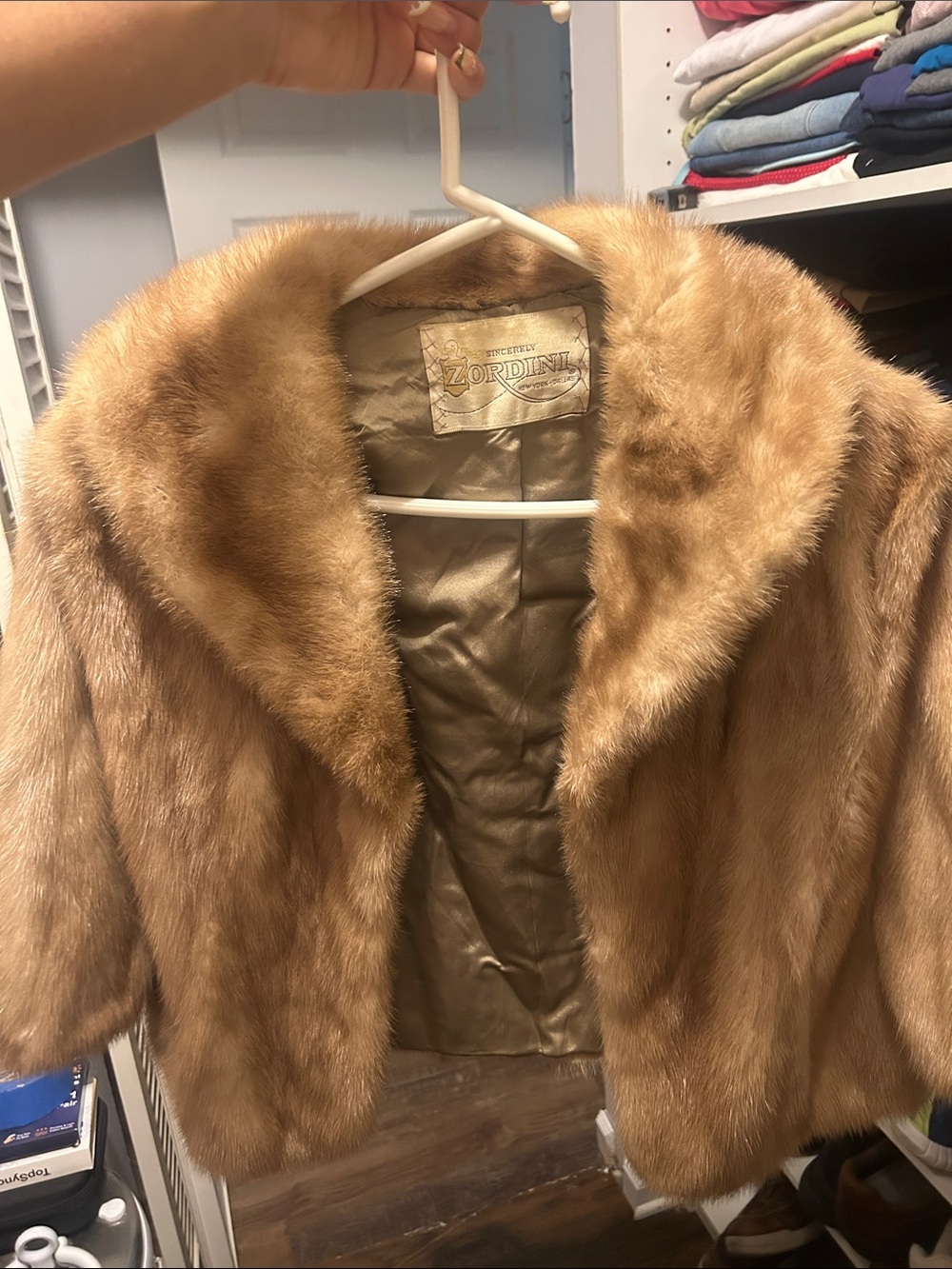 Faux Fur Teddy Jacket in Camel - Short Women's Coat